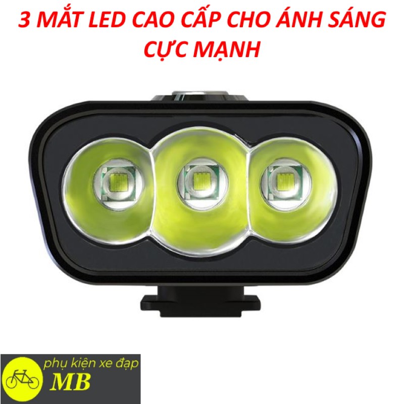 đèn xe đạp siêu sáng chống nước sạc usb tiện lợi vỏ nhôm dập nguyên khối siêu cứng 3 pha led hiệu suất cao BX3