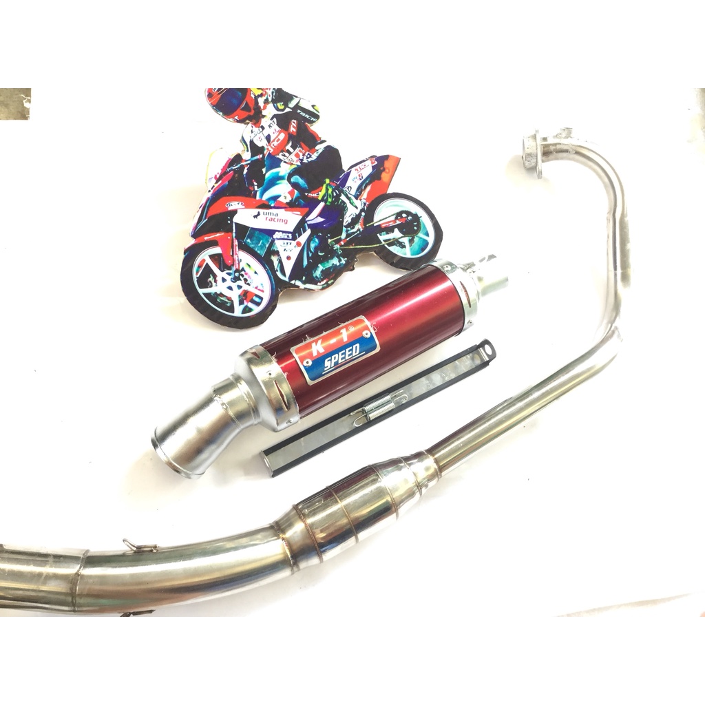 Pô K1 ĐỎ cả cổ bầu hơi inox exicter, winer, sonic, raider, satria, gsx, fz, tfx, cbr, r15,...