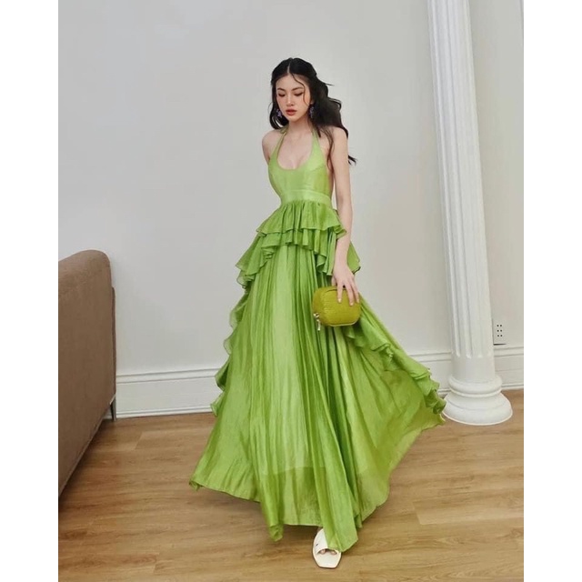 Maxi lady tơ ánh 2 lớp siêu hack dáng
