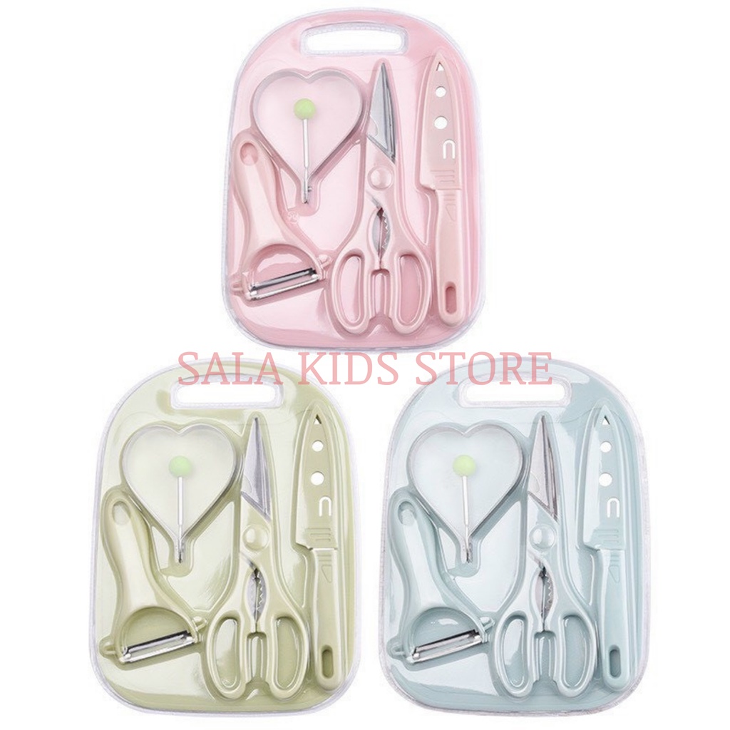 Bộ Dao Thớt Kháng Khuẩn Chế Biến Thức Ăn Dặm Cho Bé 5 Chi Tiết SALA KIDS