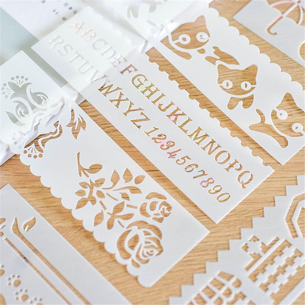 LET Set 8 Tấm Thẻ Giấy Dập Nổi Họa Tiết Trang Trí Album Thủ Công DIY