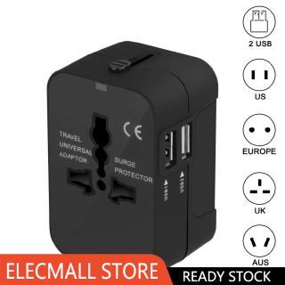 Universal Travel Adapter International Power Outlet Plug 2 USB