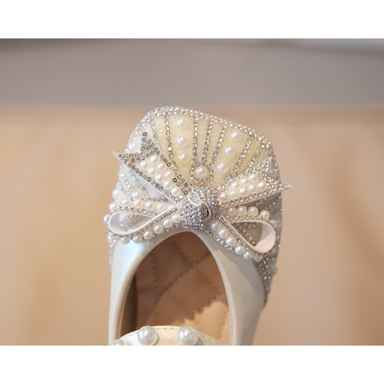 Giày Búp Bê Da Đế Mềm Đính Nơ Lấp Lánh Cho Bé Gái 2-16 Tuổi