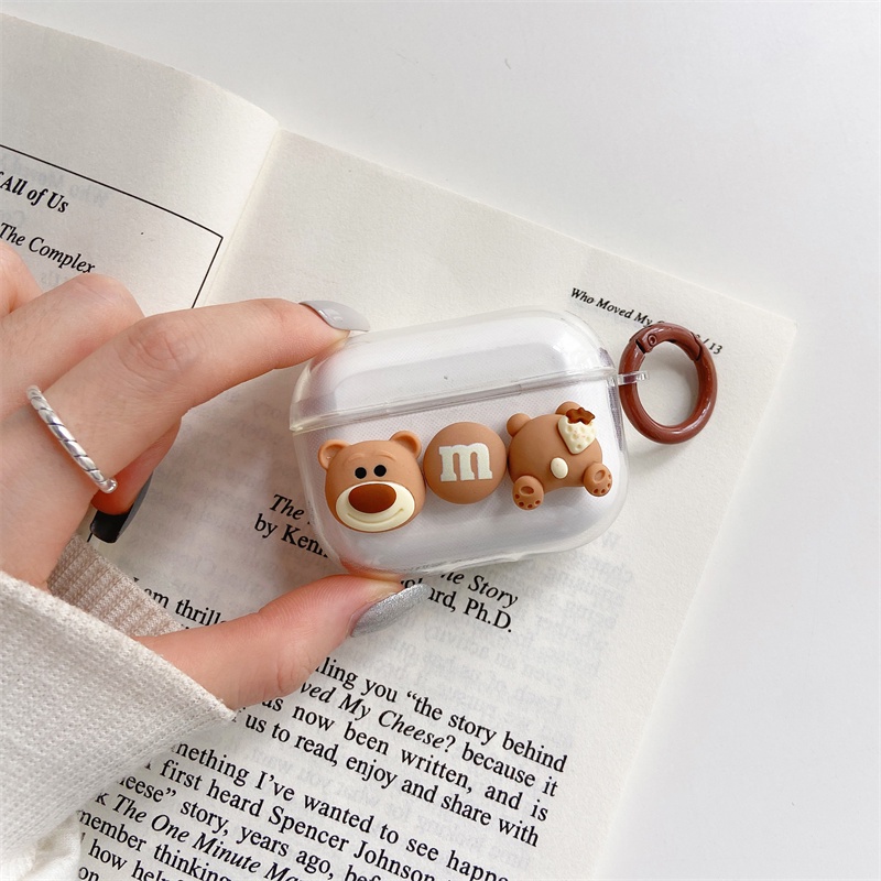 Vỏ bao đựng tại nghe airpod Gấu nâu bảo vệ bao đựng tai nghe không dây bluetooth 1/2/Pro/i12/i9/i7