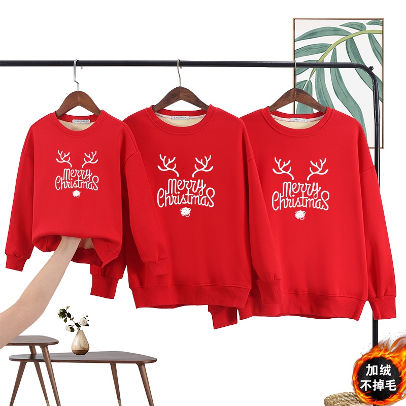 Áo hoodie nỉ gia đình cao cấp Familylove – Set áo gia đình Noel chữ Merry Christmas dễ thương