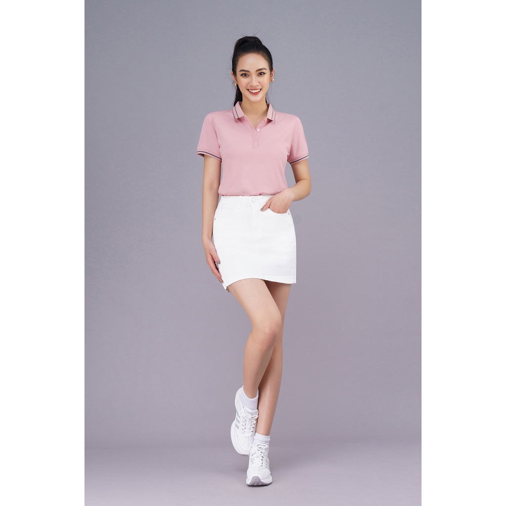 Áo Polo nữ LUPERI LFPL 1074 Mắt chim cotton cao cấp phối kẻ Trẻ trung, Thoáng mát, Năng động, Độ bền cực cao