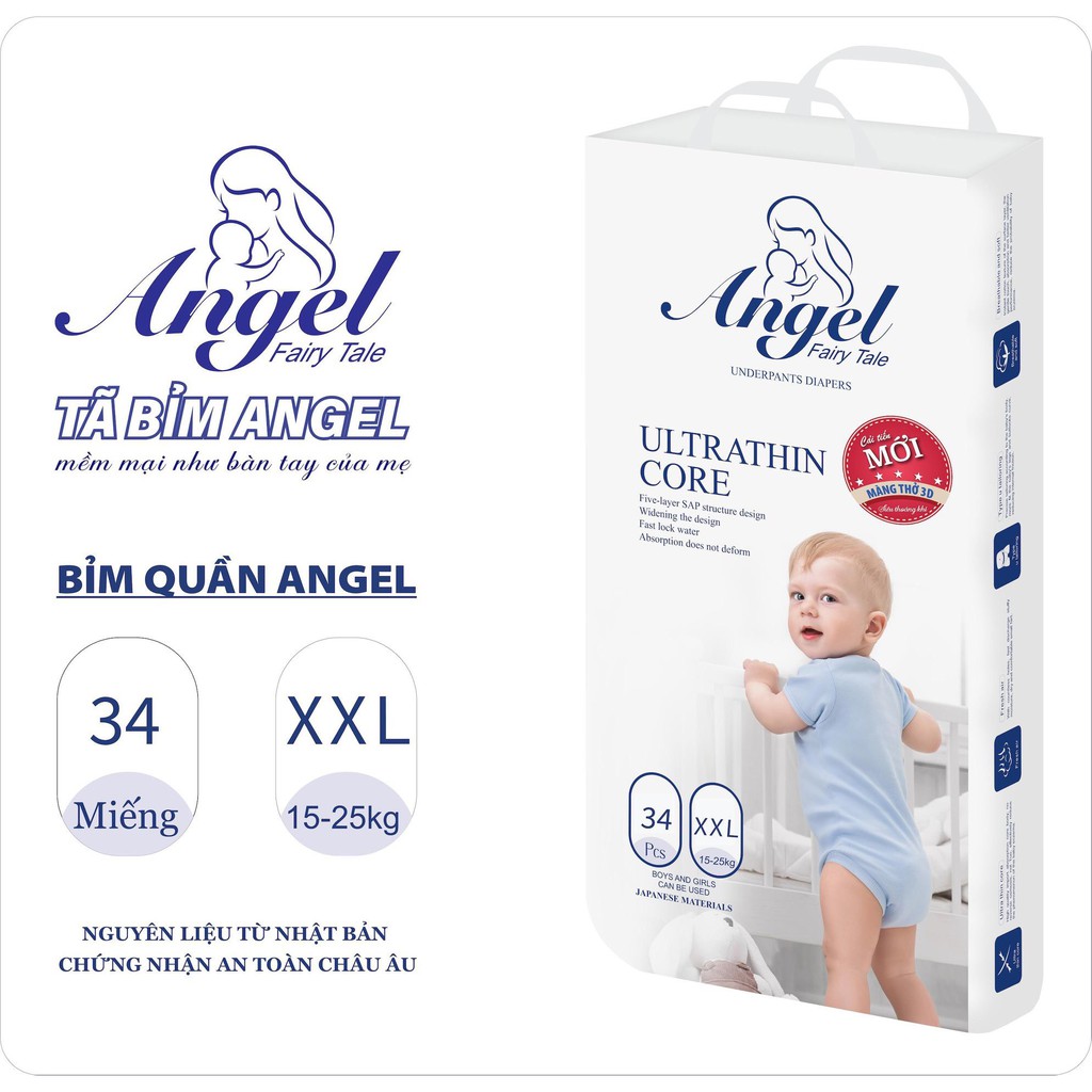 Bỉm Quần Angel Bao Bì Trắng Đủ Size M40, L38, XL36, XXL34