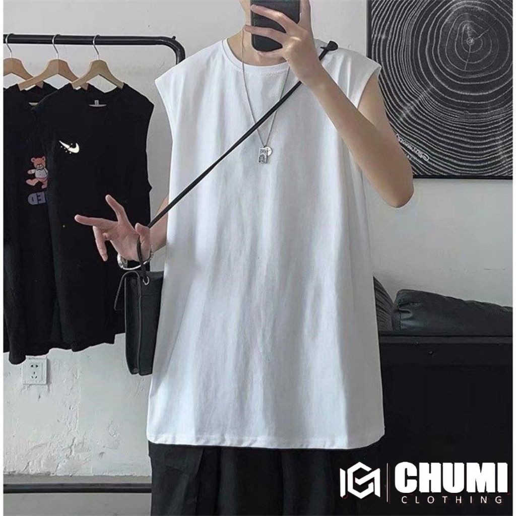 Áo ba lỗ, Áo tanktop nam CHUMI unisex form rộng co dãn tập gym, dạo phố 2 màu trắng đen phong cách hàn quốc CM004