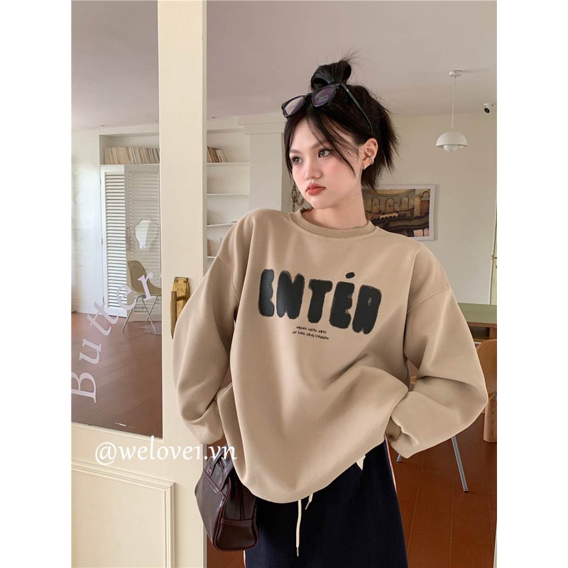 Áo Nỉ Nữ Dài Tay Cổ Tròn Form Rộng Màu Sắc Đa Dạng Thời Trang