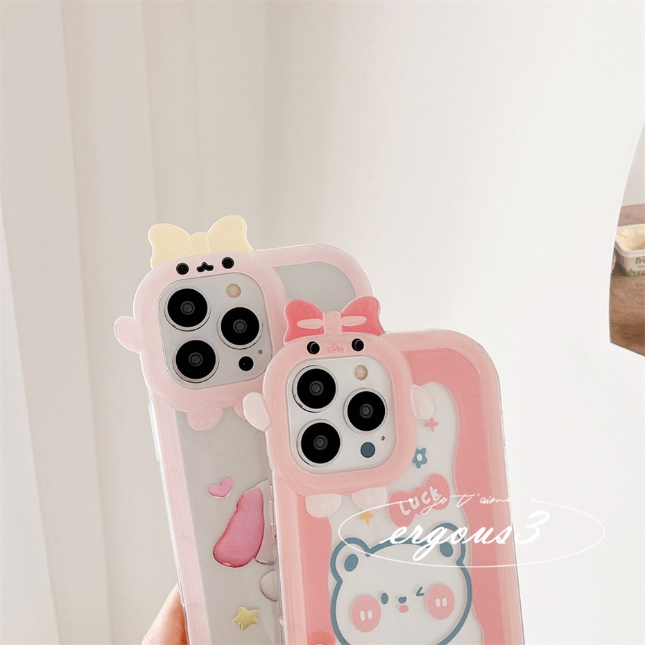Ốp Điện Thoại Mềm In Hình Gấu Hồng Dễ Thương Cho iPhone 14 13 12 11 Pro Max SE2020 X XR Xs Max 7 8 6 6s Plus