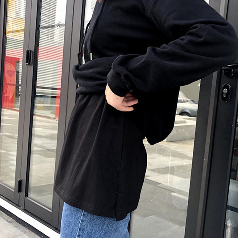 Xiangbao Áo Sweatshirt Giả Hai Lớp Viền Giả Màu Trơn Co Giãn Xẻ Tà Bên Hông Có Thể Tháo Rời Trang Trí Cho Nữ