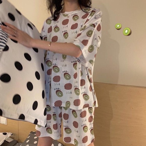 Bộ Đồ Ngủ Nữ ❤️ FREESHIP ❤️ Giảm 10K Nhập [AOTHUNNU] Set thun cộc tay hoa quả zoo nữ SIÊU HOT