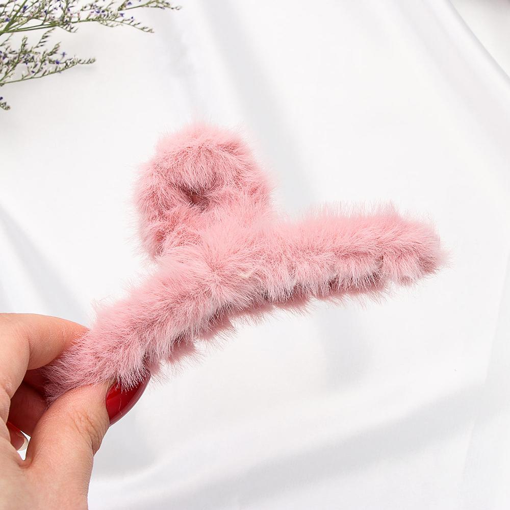 YVE Kẹp Tóc Càng Cua Đính Lông Giả Thời Trang Hàn Quốc