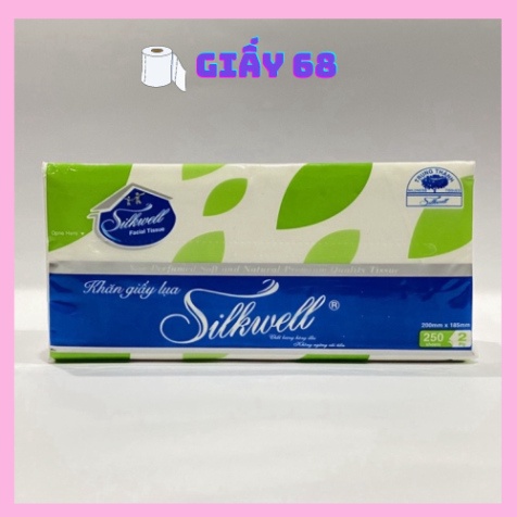 Giấy ăn Silkwell 250 tờ khổ 200, khăn giấy rút lụa siêu mềm mịn không tẩy trắng hàng chính hãng