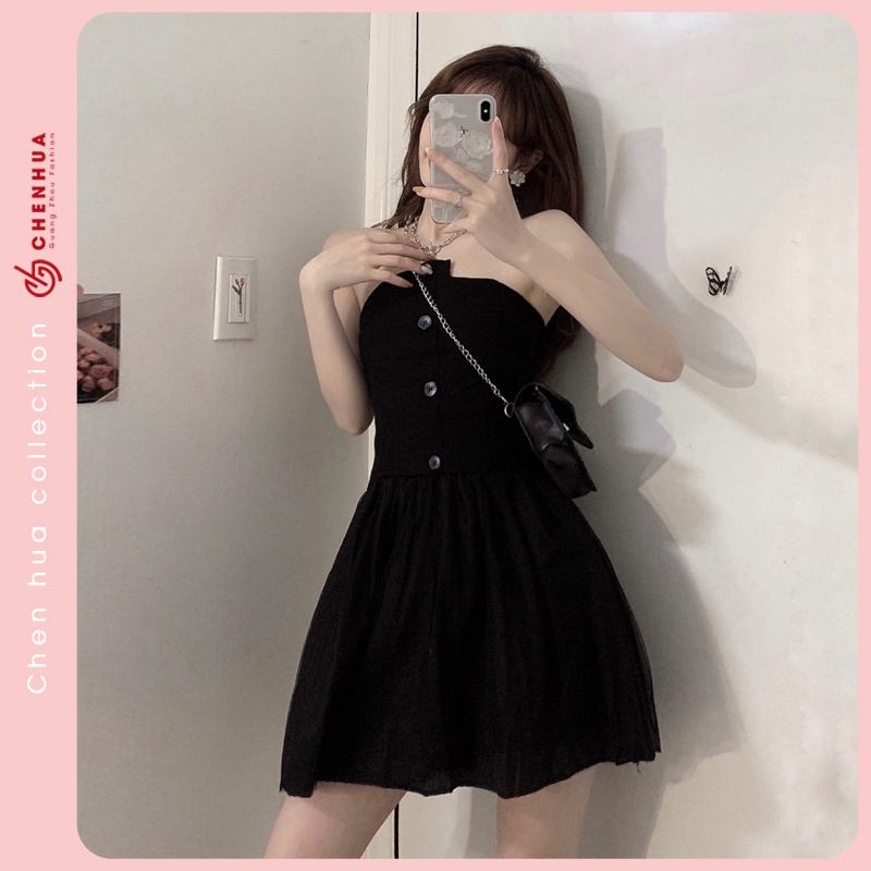 Váy cúp ngực HUAHUA đầm bánh bèo dáng xòe hai lớp dễ thương VT31