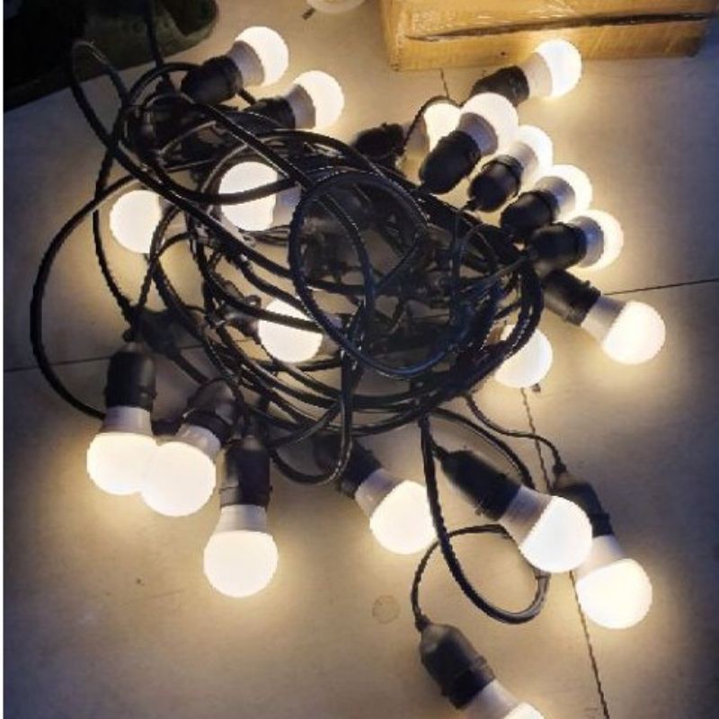 dây đui trang trí ngoài trời 5m- 10 đui,7.5m- 15 đui, 10m - 20 đui không kèm bóng