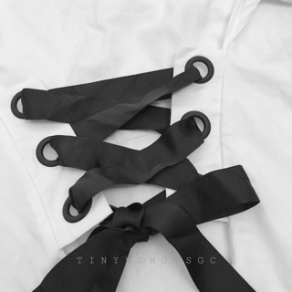 [ẢNH THẬT] Áo sơmi đan dây trước bụng