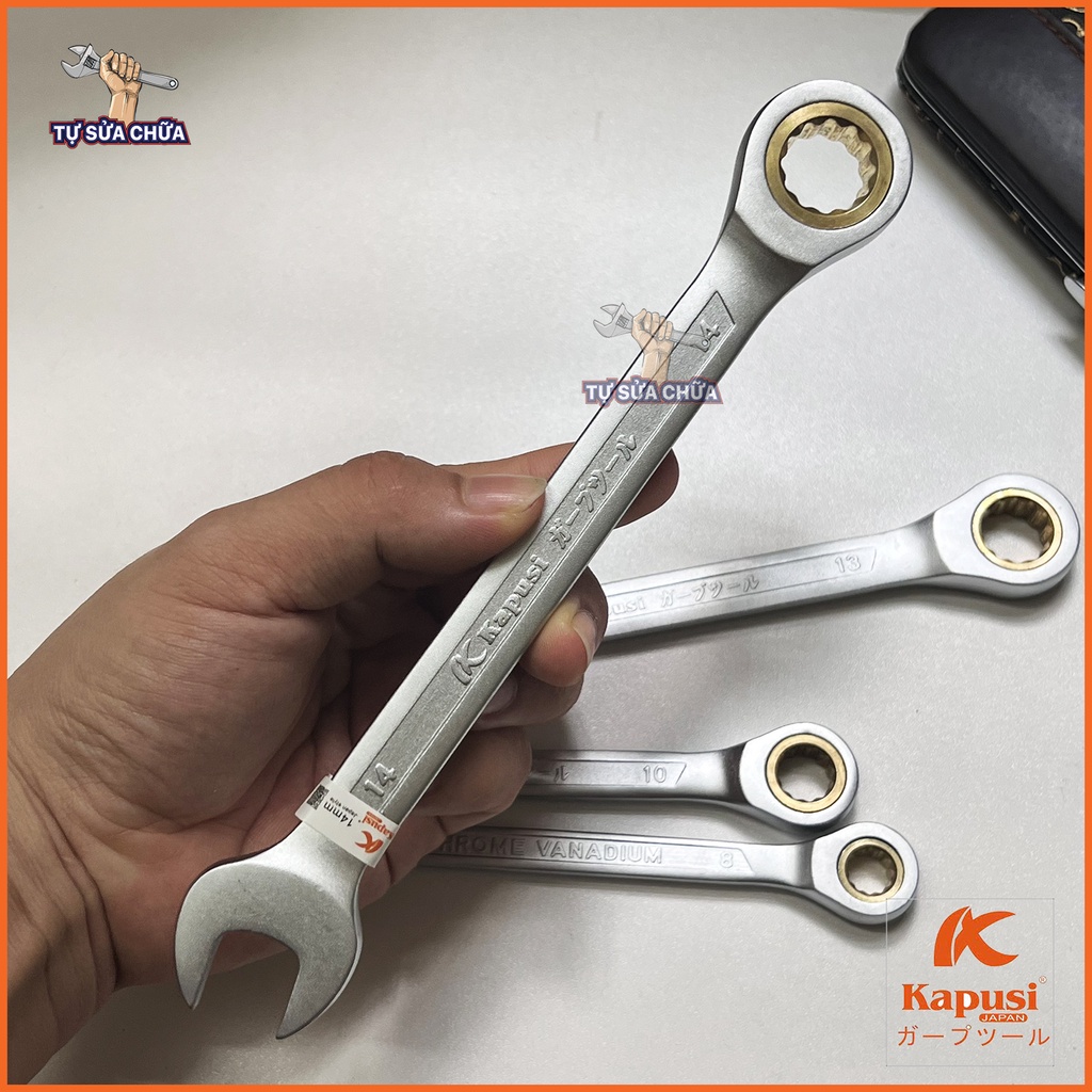 Cờ lê vòng miệng tự động chính hãng Kapusi làm từ thép CR-V siêu cứng, có thể xoay 360 độ với 72 bánh cóc