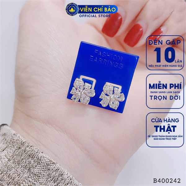 Bông tai bạc nữ Venus đính đá trắng chất liệu bạc 925 thời trang phụ kiện trang sức nữ Viễn Chí Bảo B400242
