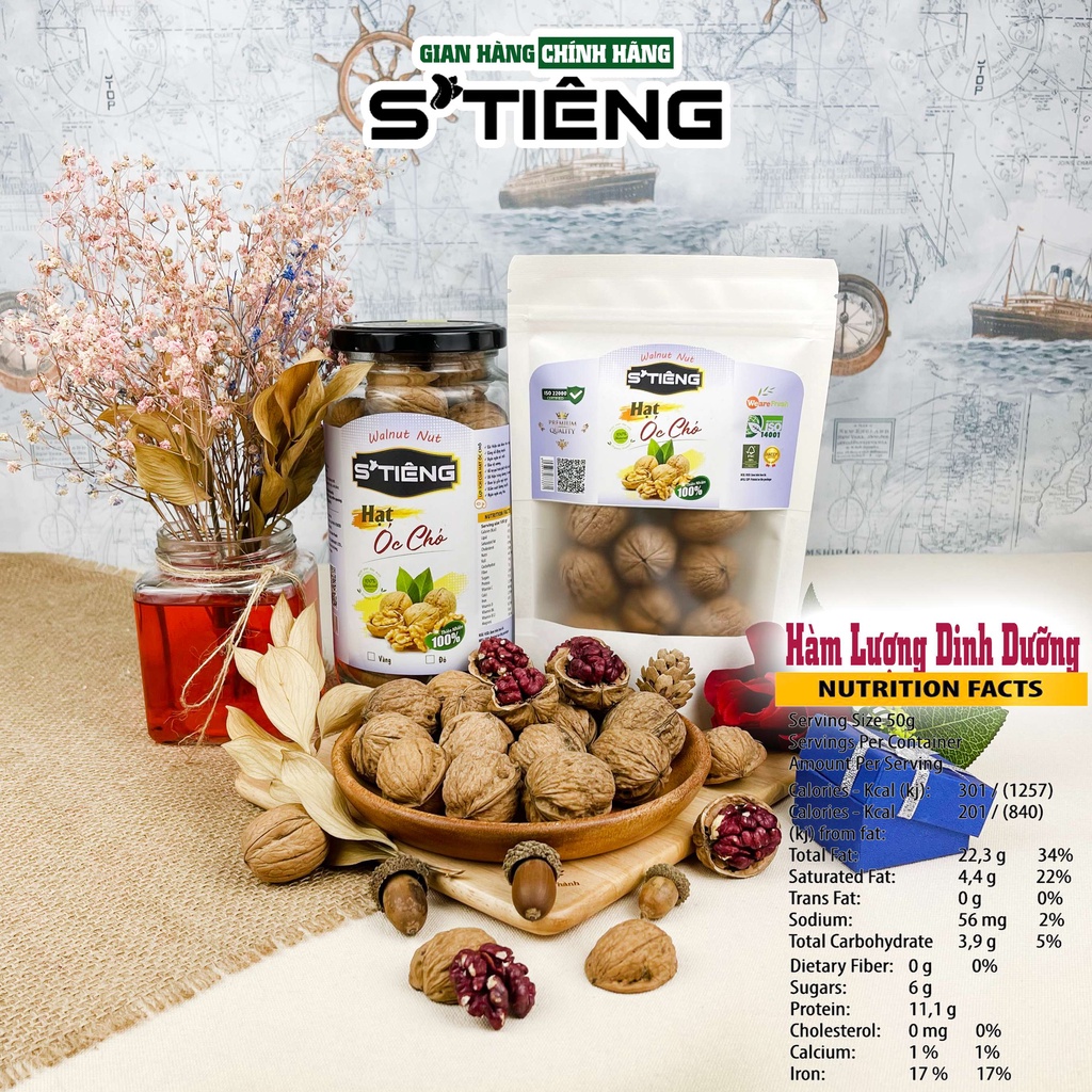 500Gr Quả Óc Chó Đỏ Nhập Khẩu Mỹ STIÊNG Còn Vỏ Sấy Sơ