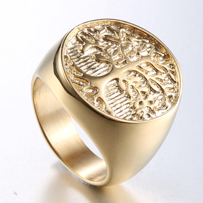 Tree Of Fashion Golden Life Titanium Steel Ring Personality Men Punk Ring Jewelry Wholesale HZ165