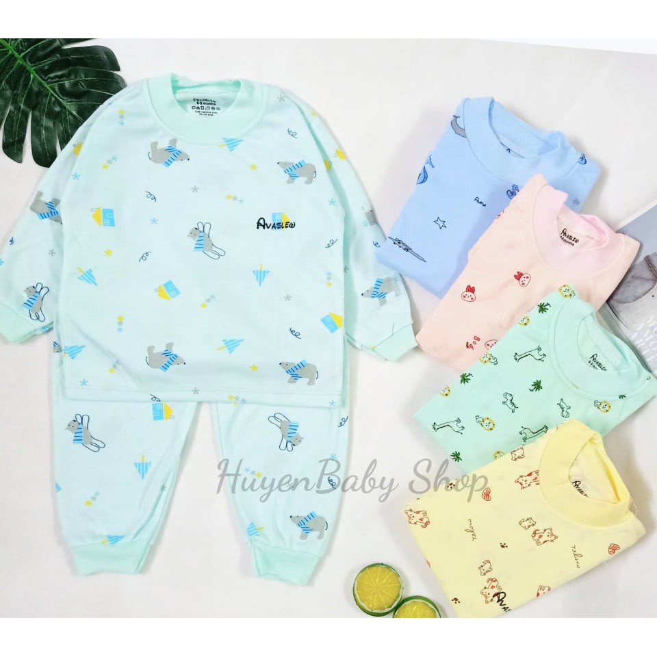 Bộ quần áo dài tay Cotton nỉ Ava mẫu mới mềm mịn cho bé trai, bé gái (HBB1280)