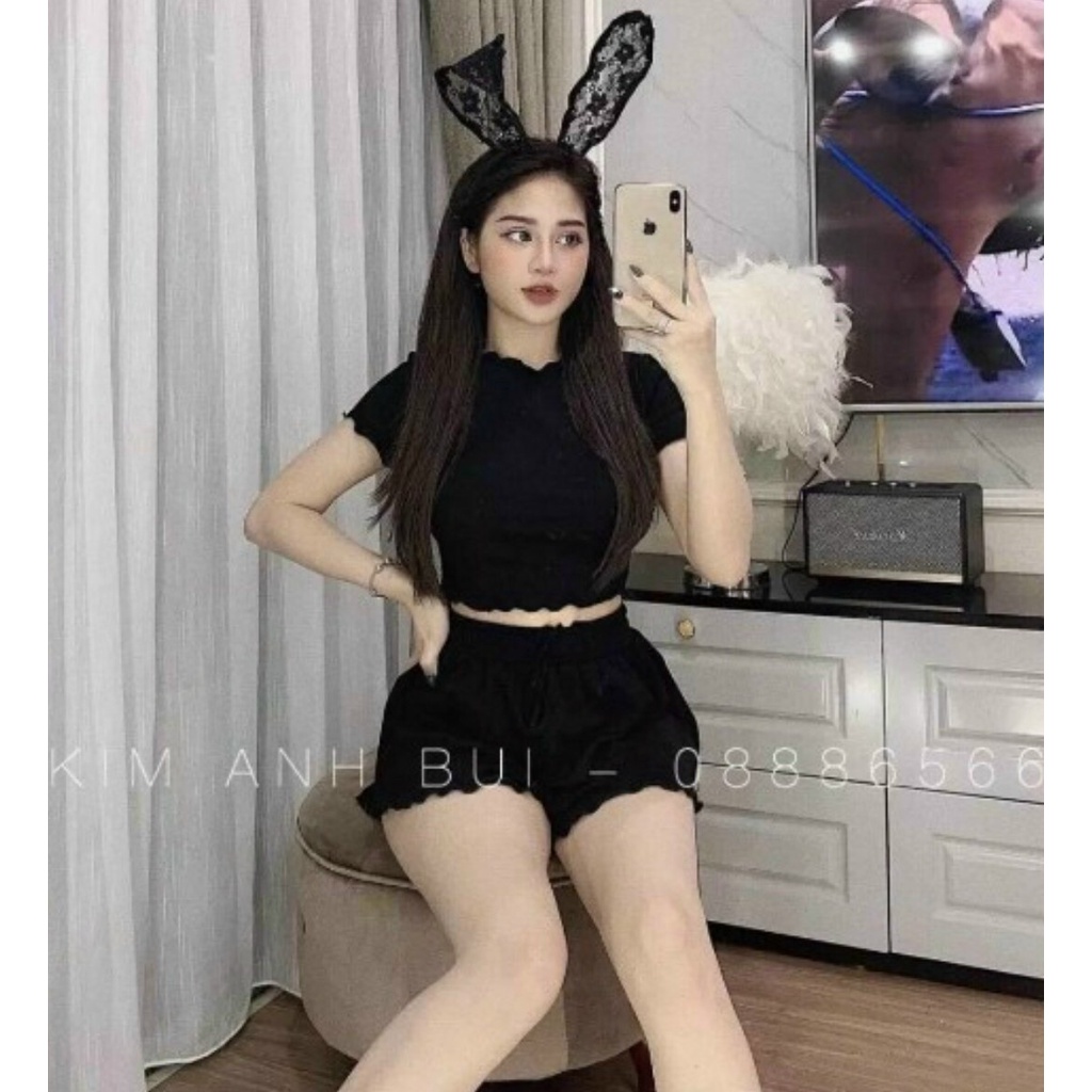 [9.9 Sales Freeship] Set bộ thun trơn basic, set đùi áo cổ tròn croptop quần sooc, bộ đùi trơn màu mặc nhà, đi chơi xinh