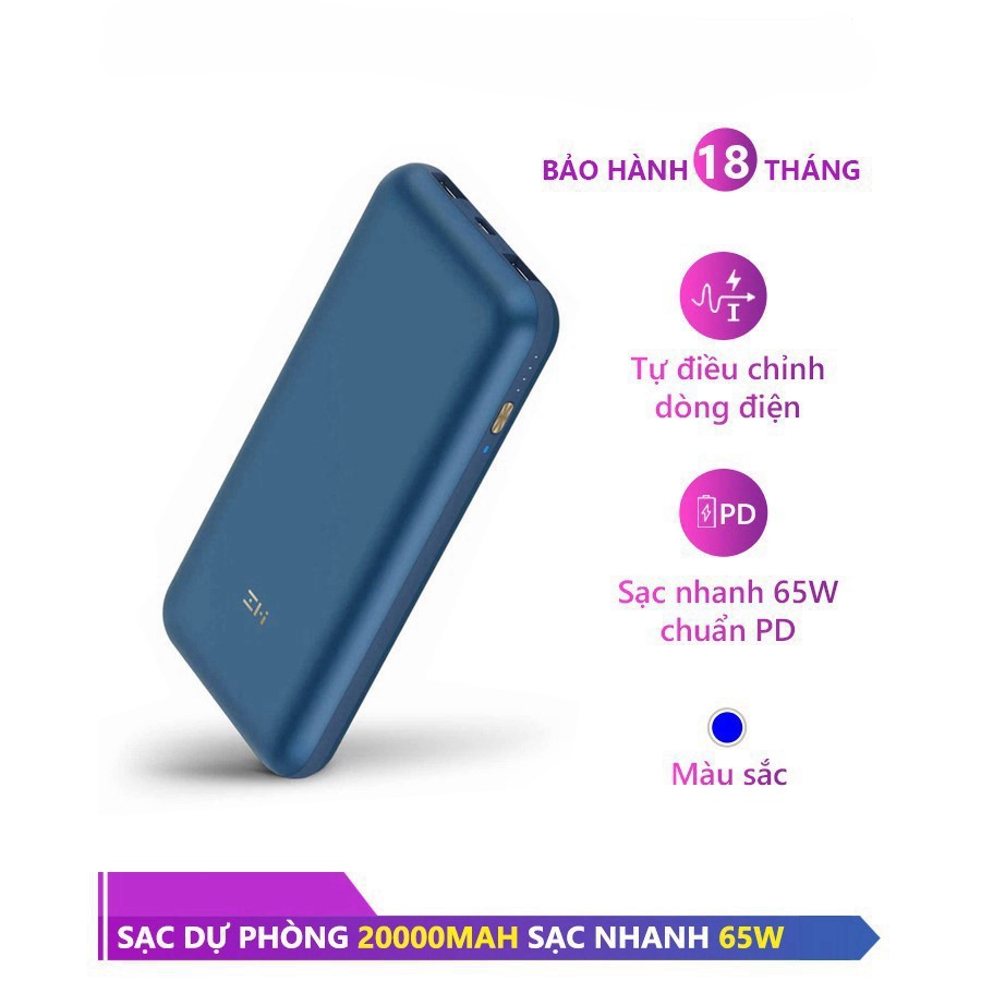 Sạc Dự Phòng ZMI QB823 20000mAh Sạc Nhanh 65W chuẩn PD