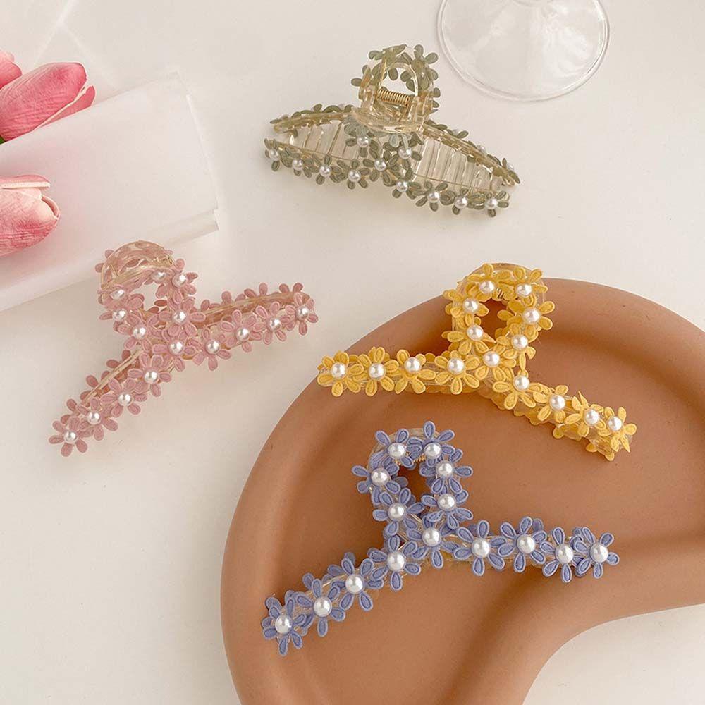 Kẹp Tóc Càng Cua Bằng Acrylic Hình Hoa Cúc Thanh Lịch Cho Nữ