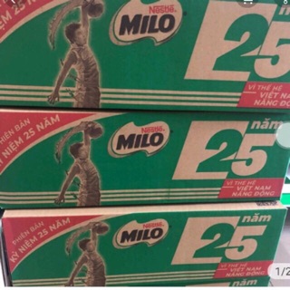 Thùng 48 hộp sữa milo có đường ít đường 180ml date dài