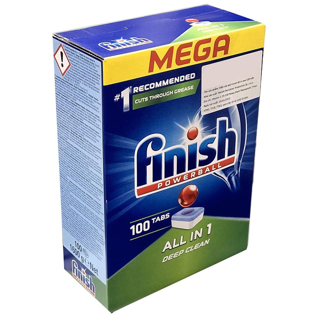 Viên Rửa Chén Tổng Hợp Finish all in 1 hộp 100 viên