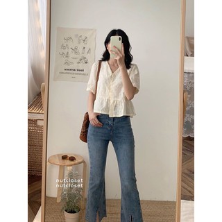 Quần ống loe xẻ giữa_Q856