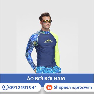 Áo Bơi Nam Dài Tay Chống Nắng Xanh