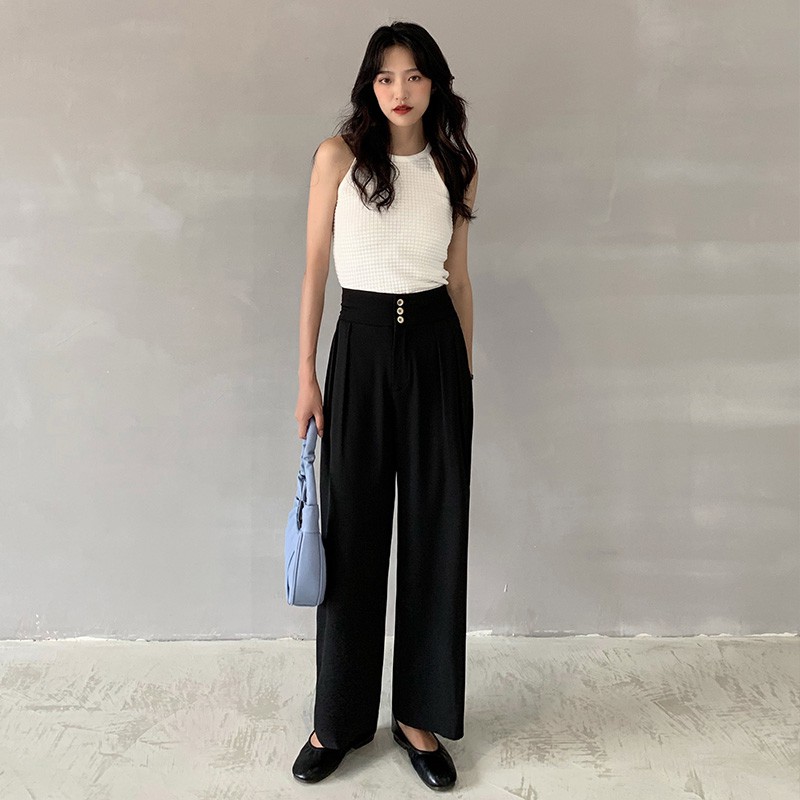 Quần Ống Suông Lưng Cao Trơn Màu Xinh Xắn Dành Cho Nữ 42104 | BigBuy360 - bigbuy360.vn