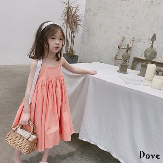 Bg210 - váy 2 dây thô hồng bé gái