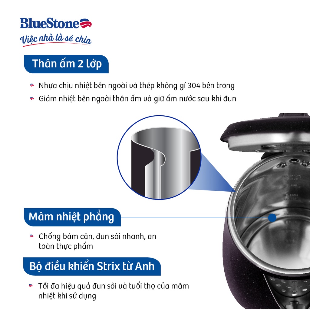 [Mã ELBLUEWL5 giảm 10% đơn 500K] ẤM ĐUN NƯỚC BLUESTONE KTB-3453