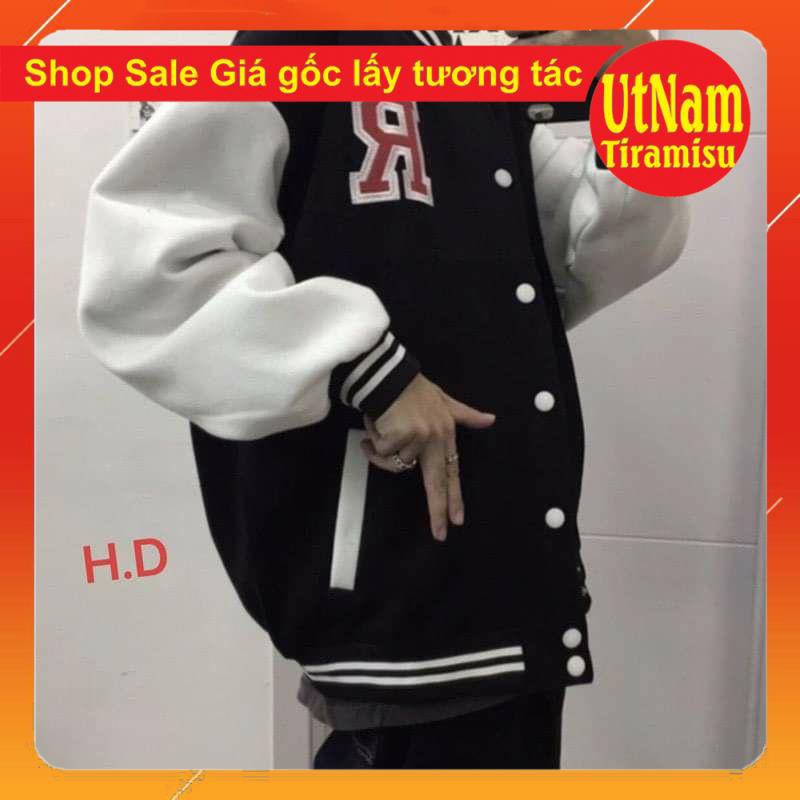 Áo Bomber Jacket Chữ R Đỏ form thụng nam nữ unisex