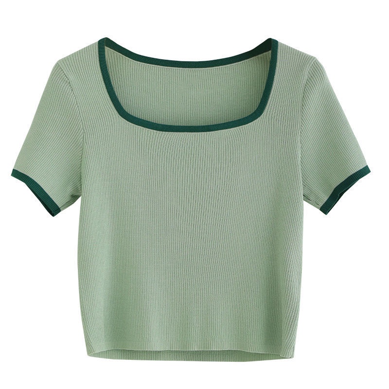 Áo thun BH dệt kim tay ngắn màu sắc mùa hè phong cách Nhật Bản dành cho nữ