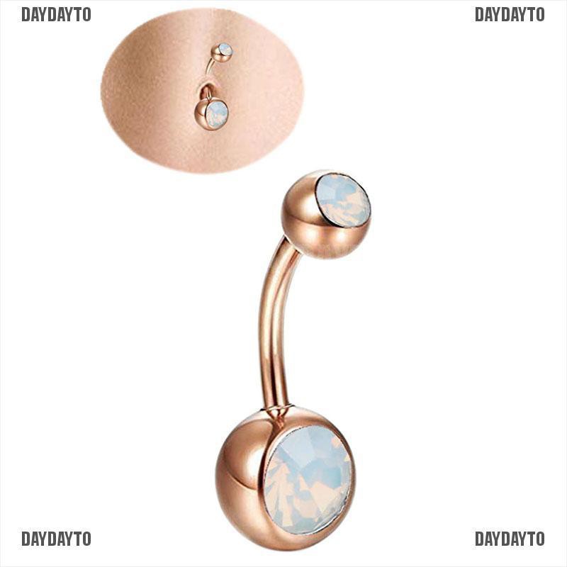 [DAYDAYTO] Khuyên Rốn Đính Đá Opal Lửa Trắng