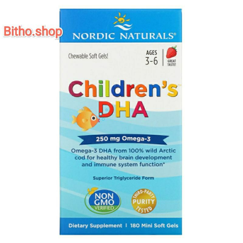 [ 4/2024] Viên nhai Nordic tăng DHA, ngôn ngữ, trí nhớ, vóc dáng, đề kháng, thị lực Naturals Children's DHA 250ml 180  v