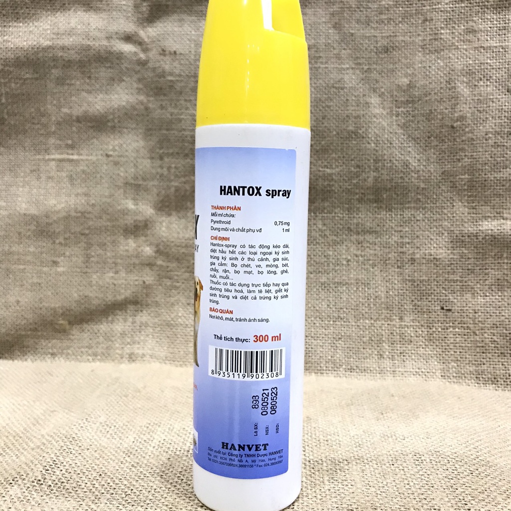 HANTOX SPRAY 300ml - Xịt Ve Bọ Chét Rận Ghẻ Chó Mèo