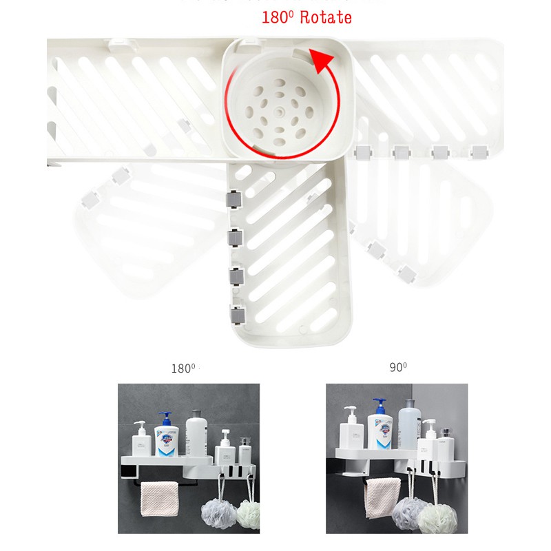 Kệ xoay để đồ nhà tắm treo tường đa chức năng có thể gấp gọn (MS02)