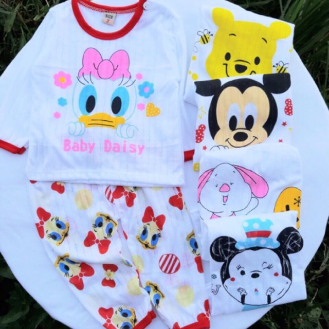 Bộ dài cotton giấy cài vai