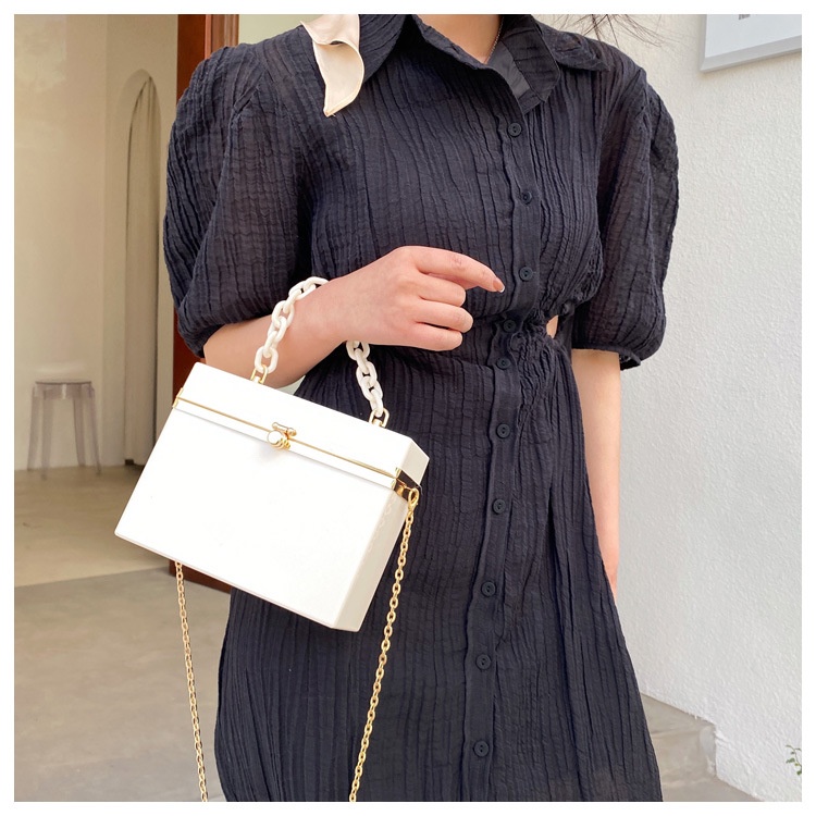 Túi đeo chéo IELGY hình vuông cỡ nhỏ bằng acrylic phối dây xích thời trang cho nữ