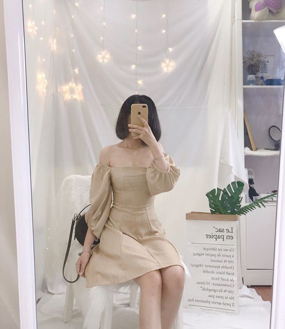 Đầm babydoll BlaPink thiết kế cổ vuông tay lỡ phồng | BigBuy360 - bigbuy360.vn