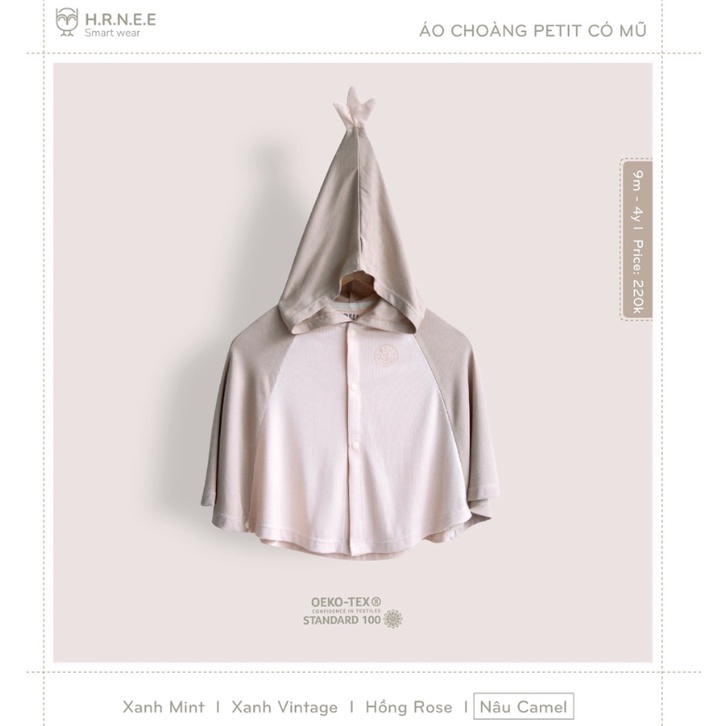 Áo choàng HRNEE có mũ chất liệu peptit