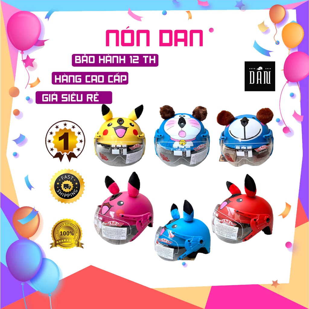 Mũ Bảo Hiểm Cho Bé 3 Tuổi Đến 6 Tuổi Nón DAN Helmet, Nón Bảo Hiểm Có Kính Trẻ Em Siêu Nhẹ - PKC01