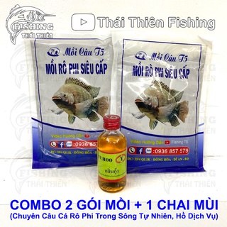 Combo 2 gói mồi câu cá rô phi siêu cấp, 1 chai tinh mùi câu cá rô phi