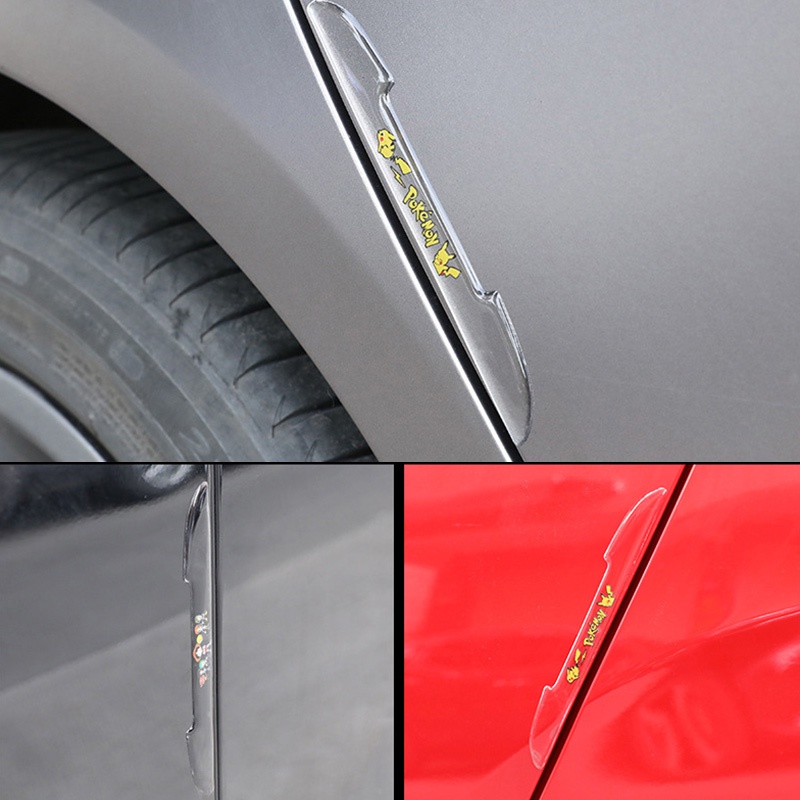 Bộ 4 Miếng Dán Cao Su Trong Suốt Chống Va Chạm In Hình Doremon / mickey Đáng Yêu Cho Cửa Xe Hơi