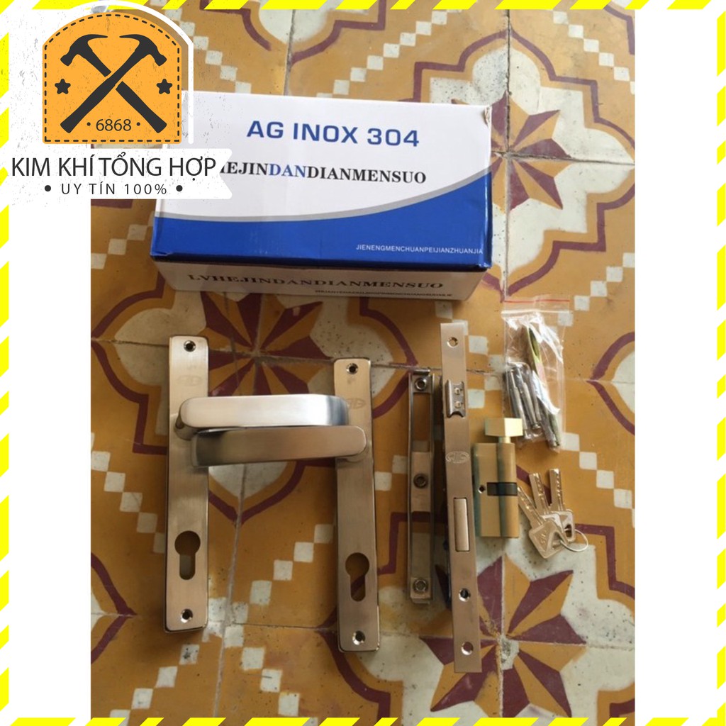 Khóa tay gạt cửa nhôm AG inox 304 hệ việt pháp 4500, hệ pma, hệ 700. hệ 1000. sắt hộp 3x6, sắt hộp 4x8